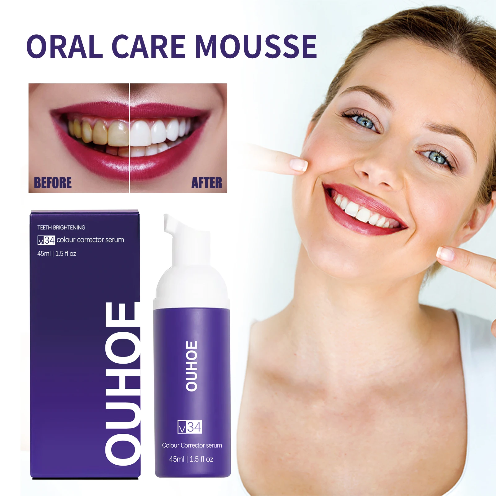 

Dental Cleansing Mousse – Anti-cavity, removes tartar, freshens breath, brightens and whitens teeth