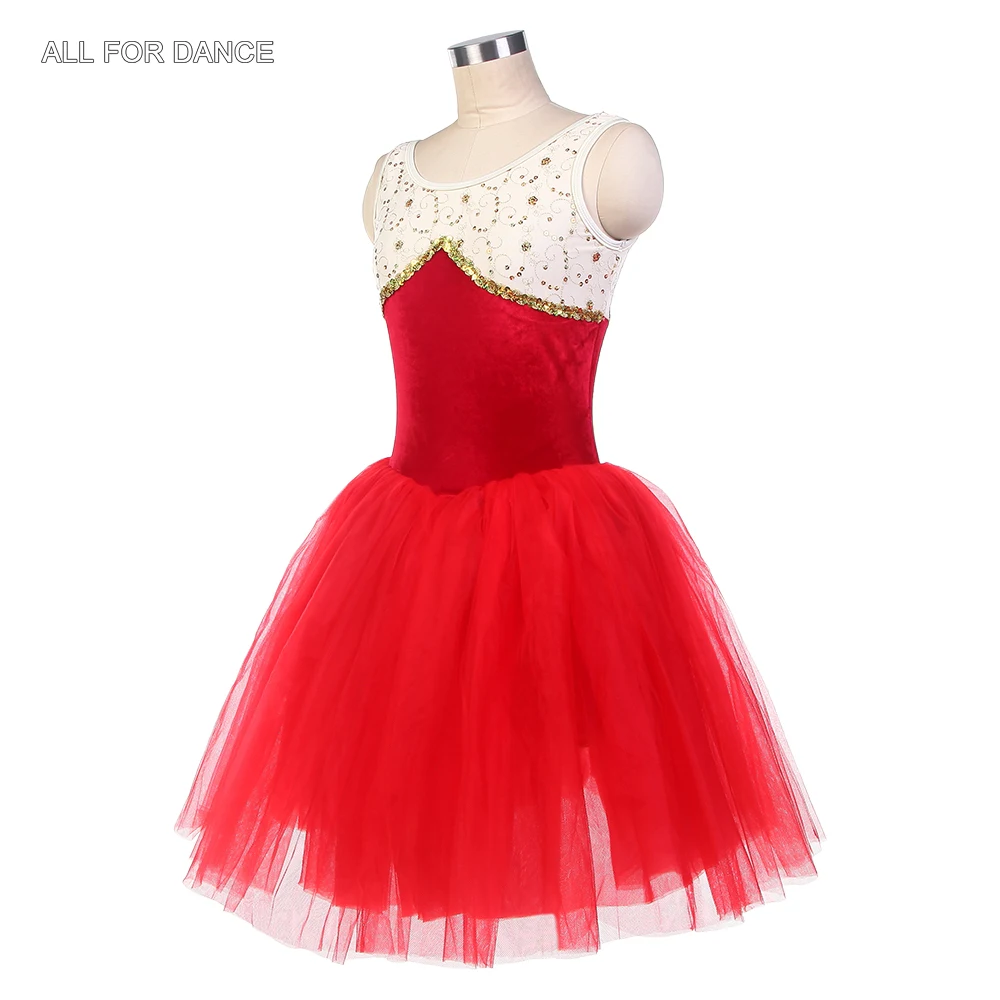 20513 Ivory and Red Velvet Bodice Ballet Dance Tutus for Girls and Women Performance Costume Romantic Tutu Skirt Platter Tutu