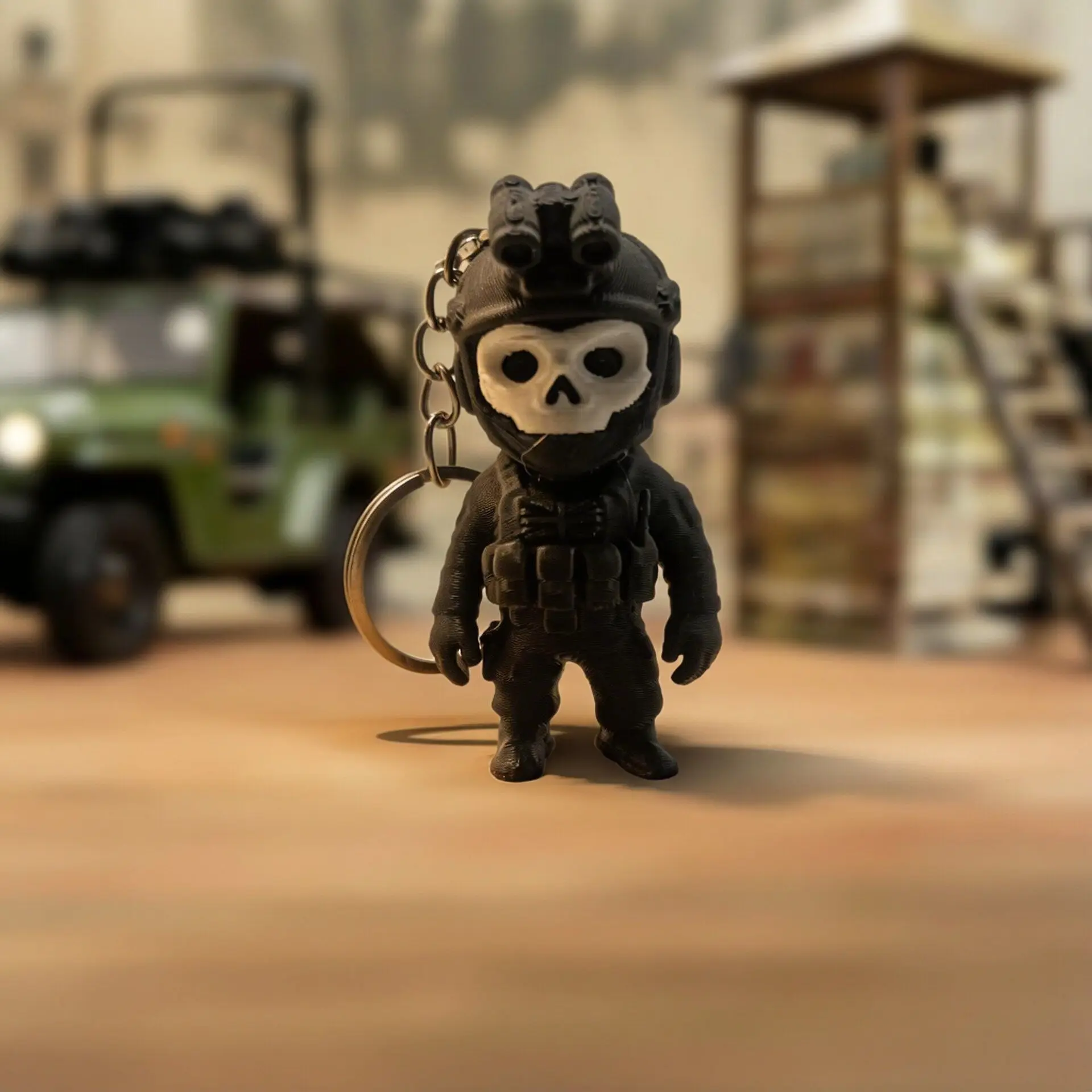 2026 Cute Ghost Call of Duty Keychain with O-Shaped Buckle 3D Printed Keyring Backpack Accessory Key Chain Anime Accessories