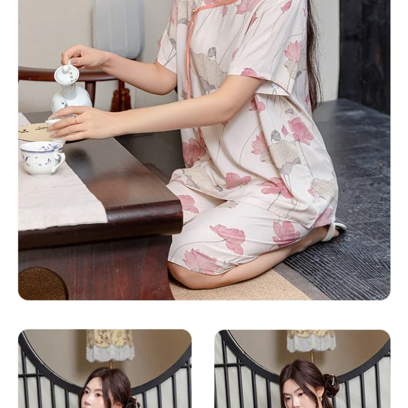 Pyjamas Summer Women's Clothing Sets New Thin Home Loose Cozy Affordable Soft Elegant High-quality Casual Cool Breathable Mature