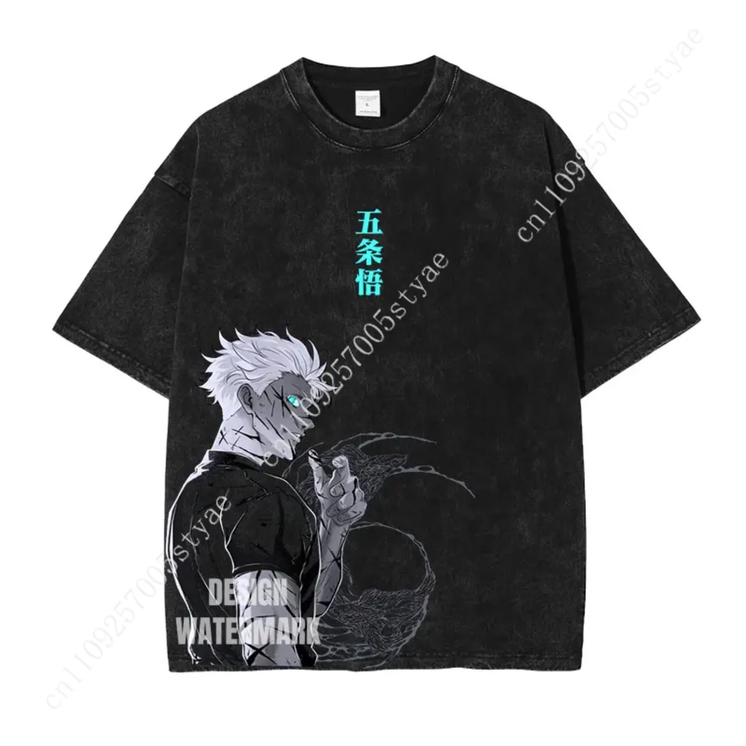 Gojo Satoru Graphic Tee  Anime Clothing Men Women Cotton T-shirts Retro Washed T Shirt Harajuku Male Manga Tshirt