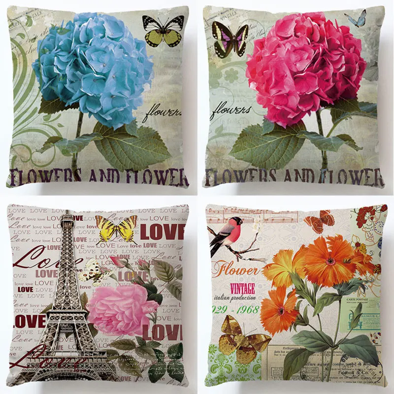 Spring Flowers Cross-Border Amazon Sunflower Sofa Cushion Linen Digital Print Light Luxury Throw Pillow Cover