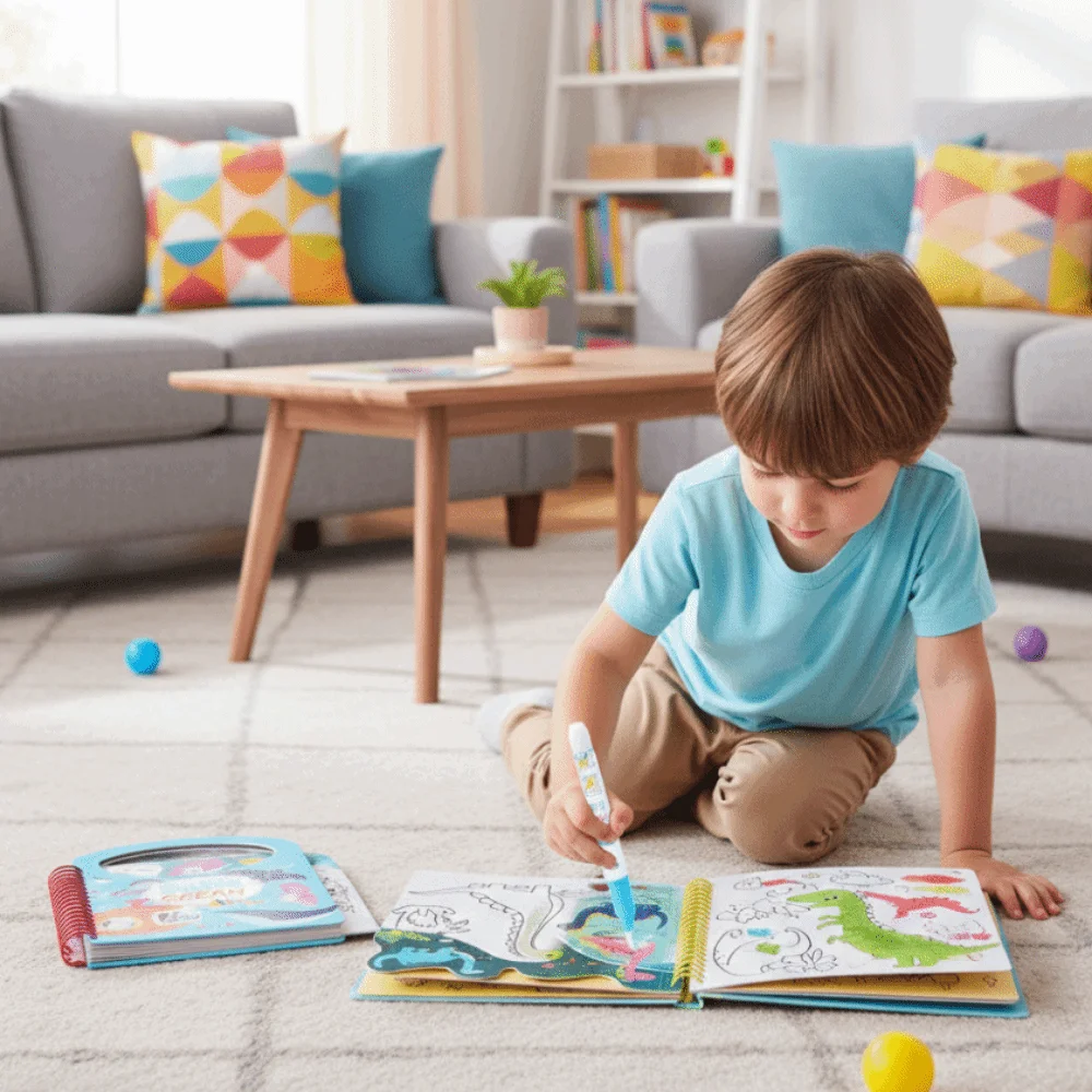 Livre de coloriage magique réutilisable, bricolage, avec stylo, livre de dessin magique, jeu sensoriel, livre de peinture à l'eau, éducation précoce