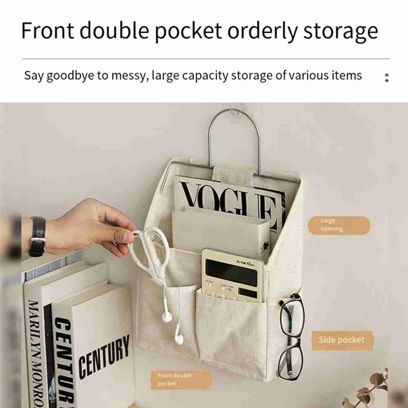 ABRE-Hanging Storage Bag On Dormitory Wall Wall Door Wardrobe Desktop Fabric Bag CD Magazine Organization Basket