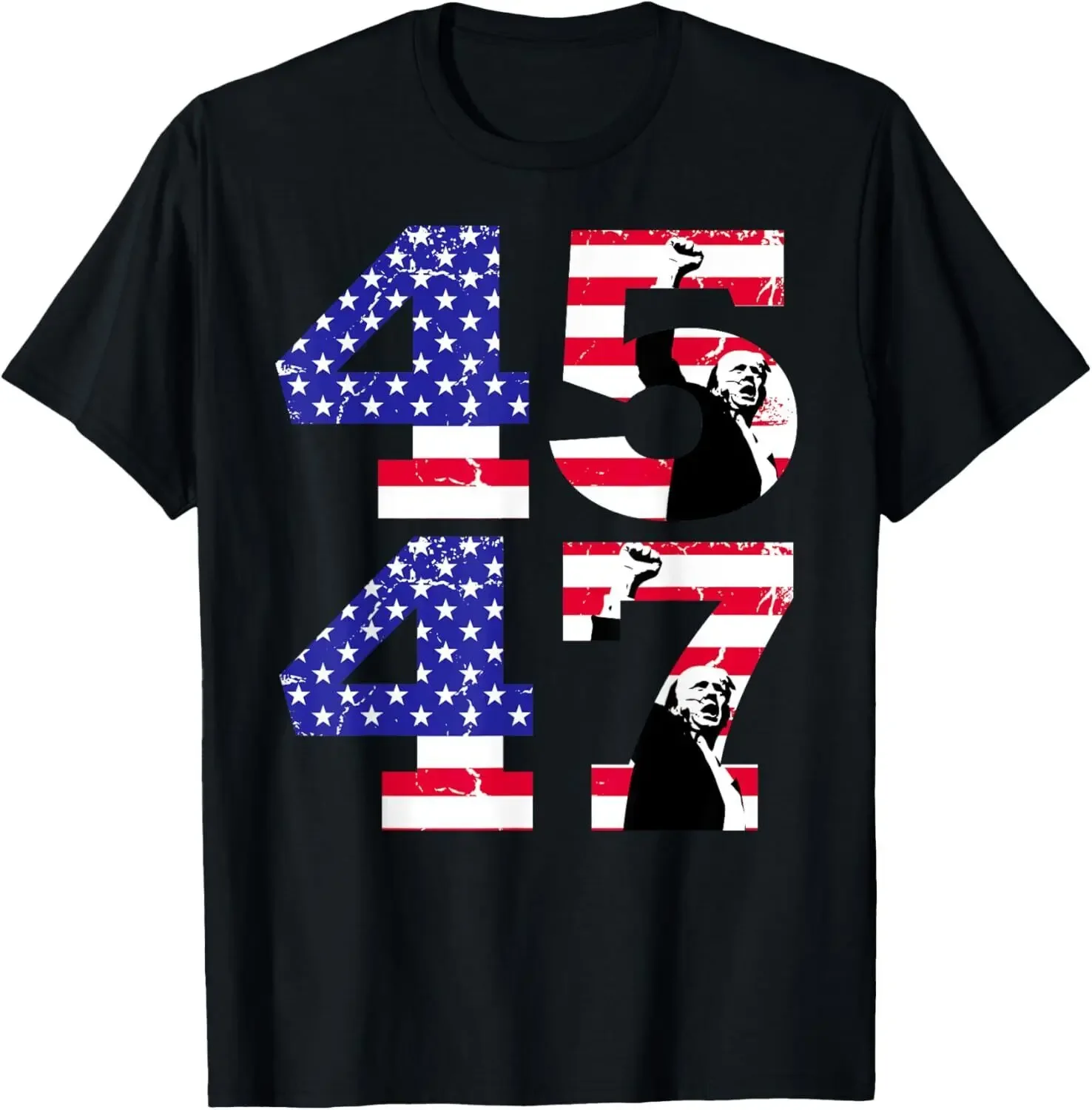 45 47 Trump Fist 2024 American Flag Support T-Shirt