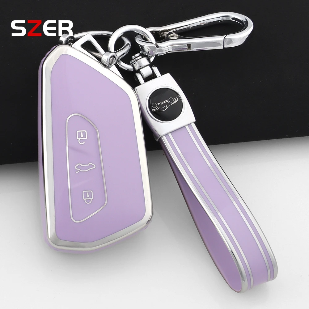 حافظة مفاتيح السيارة على طراز البولي يوريثان سلسلة مفاتيح فوب لسيارة فولكس فاجن فولكس فاجن جولف 8 MK8 ID-4 ID-6 لسكودا اوكتافيا A8 لمقعد ليون FR MK4 Cupra #1