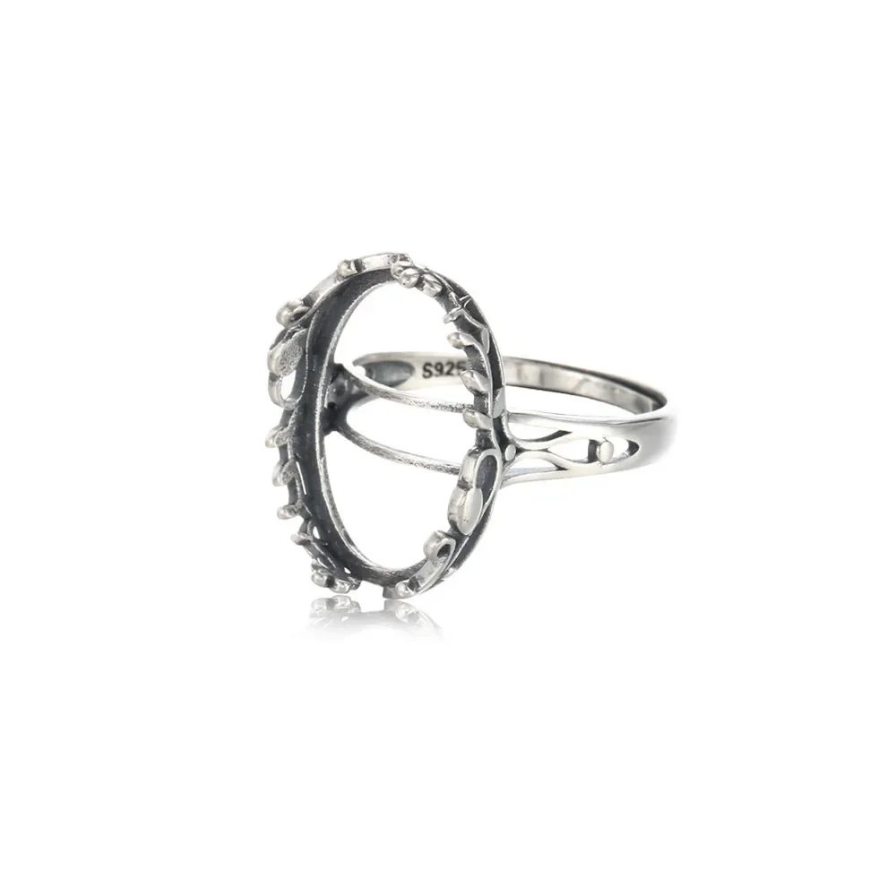 Ring Blank for 13x18mm Oval Cabochons Ring Base  925 Sterling Silver Adjustable Ring Setting