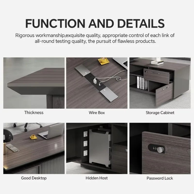 مخصص بالجملة الحديثة على شكل حرف L مكتب تنفيذي أبيض رسمت خشبي الرئيس التنفيذي/طاولة مدير لتكنولوجيا المكتب رئيس الجدول #4