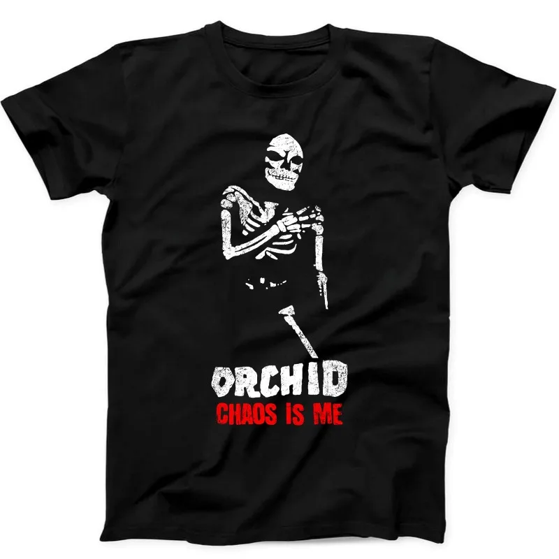 Camiseta negra con estampado de Orchid Chaos Is Me Music Gift, camiseta holgada y transpirable de verano para hombres y mujeres
