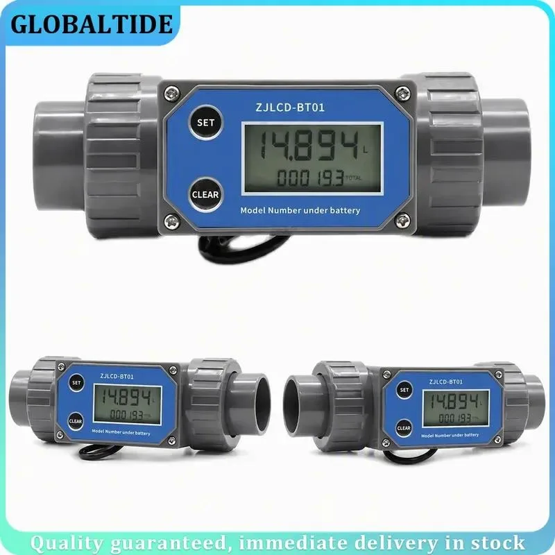 DN25-80 Turbine Flow Meter Electronic LCD Digital Display PVC Pipe Liquid Water Flowmeter For Farm Garden Irrigation System