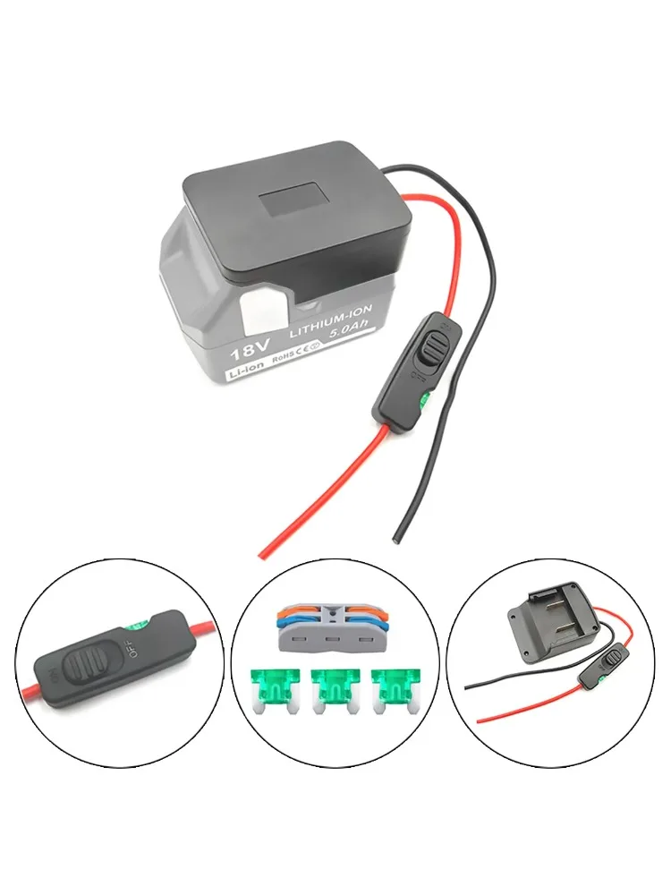 For Hitachi Hikoki 18V Power Ride Wheel Battery Adapter with Fuses &  Switch Battery  adapter Converter for Rc Car Toys Robotic