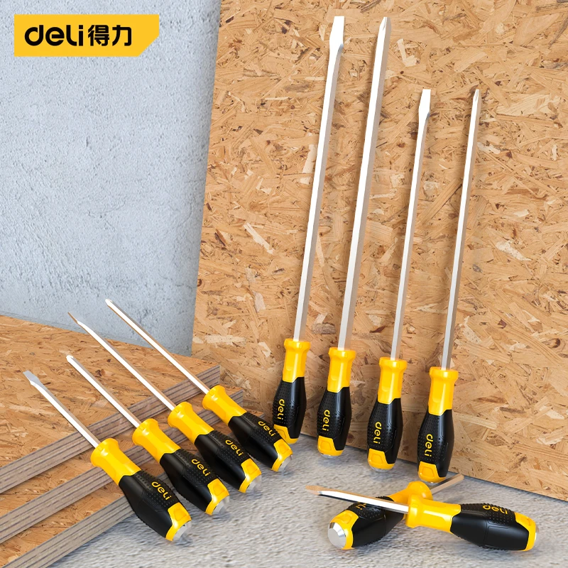 

Deli 1 Pcs Slotted/Phillips Magnetic Screwdriver Anti-slip Handle Design Household Screw Driver Electrician Repair Hand Tools