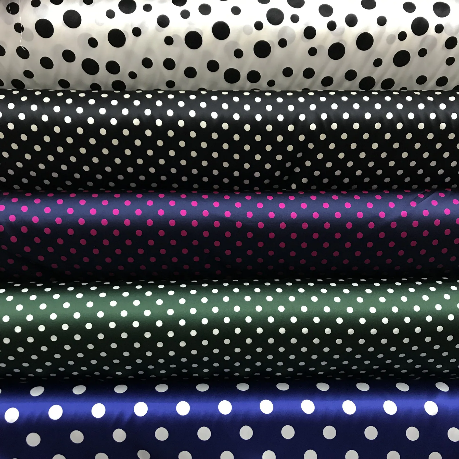 Dotted Printed Silk Stretch Satin Fabric By The Meter for Shirts Dresses Cheongsam Sewing Summer Micro Elastic Cloth Soft Smooth