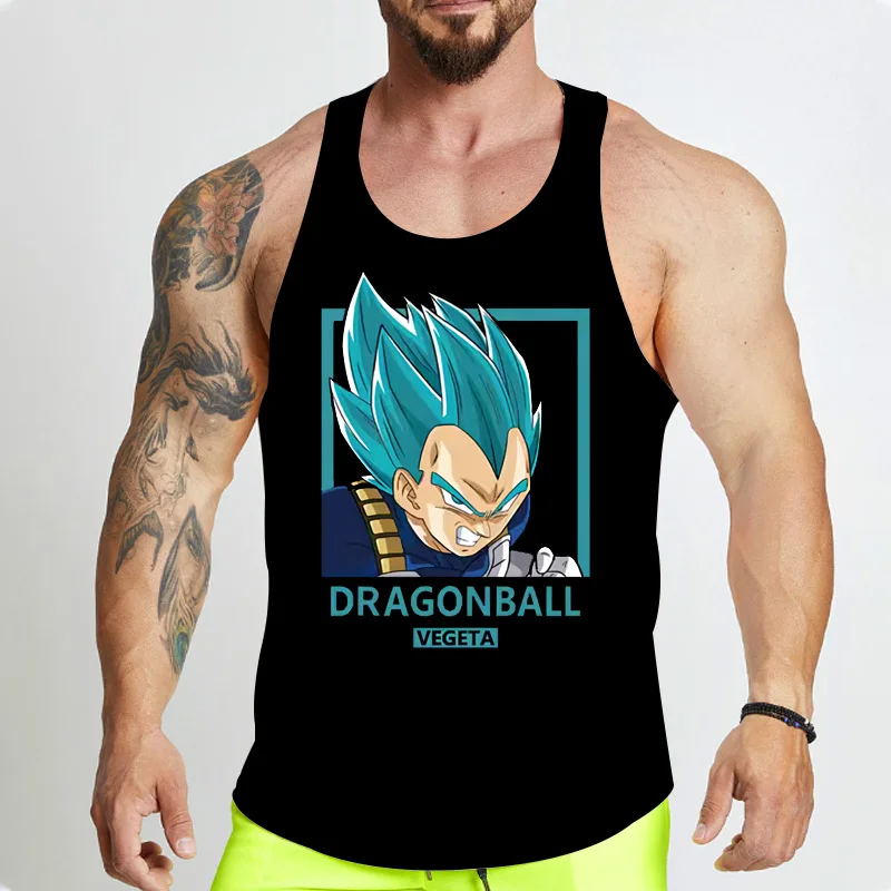 Anime Dragon Ball Quick Dry Gym Tank Top Men Bodybuilding Fitness Sleeveless Shirt Summer Outdoor Sports Training Vest Clothing