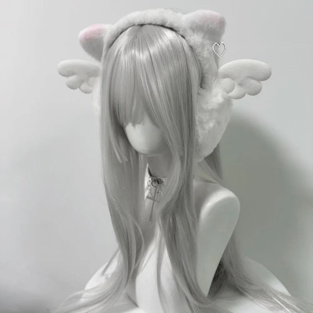 Paraorecchie con ali d'angelo di Halloween Peluche estetico Sottocultura calda Guanto carino Dolce ragazza Y2k Copri orecchie per accessori invernali da donna