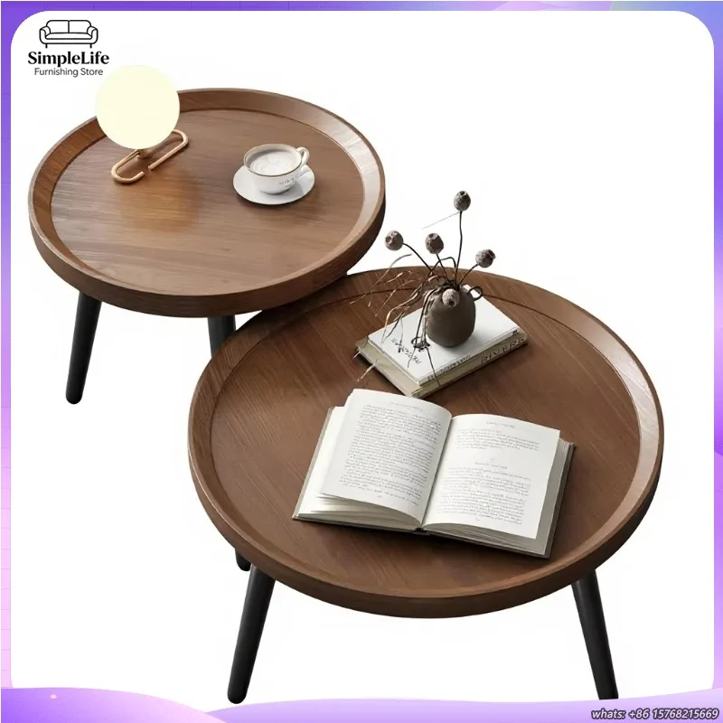 

Комплект журнальных столиков в стиле Mid-Century Modern, 2 штуки, отделка под орех, простая сборка, мебель для гостиной для небольших помещений