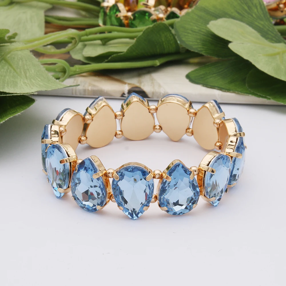 AB Color Glass Bracelets For Woman Bohemian Exaggeration Spring Crystal Bangle Madera Bride wedding Pulseira