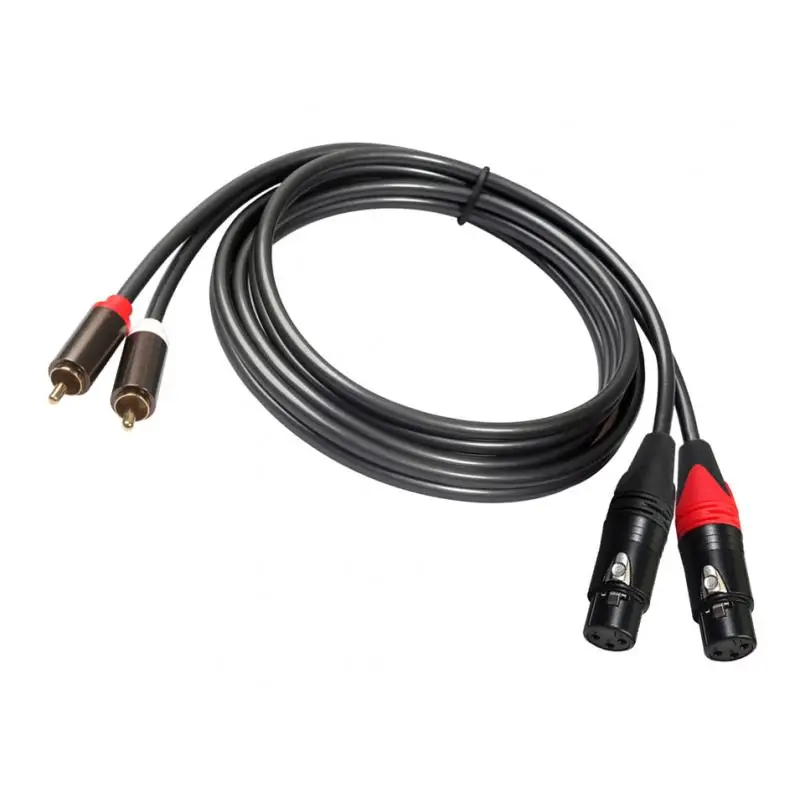 1 conjunto de 2 cabos rca para 2 xlr fêmea cabo de áudio de 3 pinos 1.5 amplificador de microfone