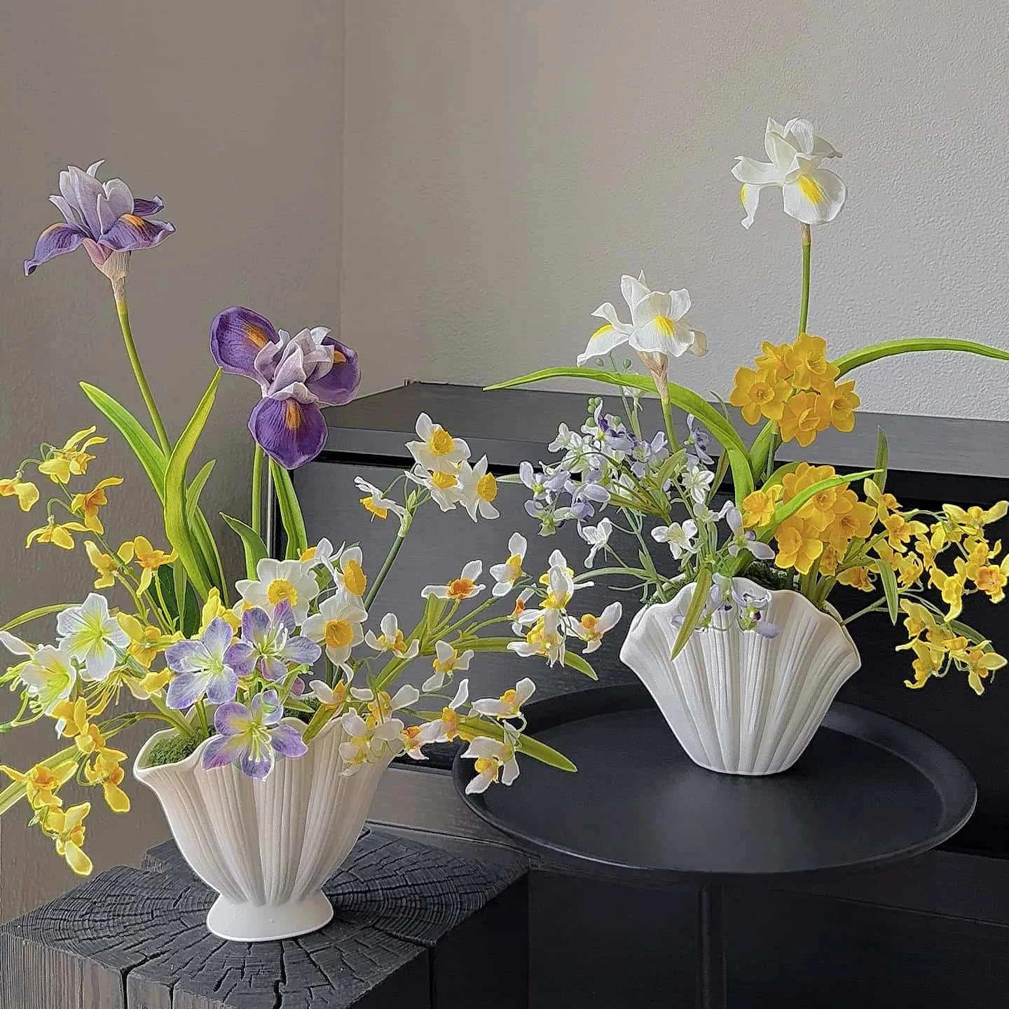Spring Prelude Design Artificial Flowers - Desktop Floral Arrangement Potted, Natural Landscape Decor for Home Office Decoration