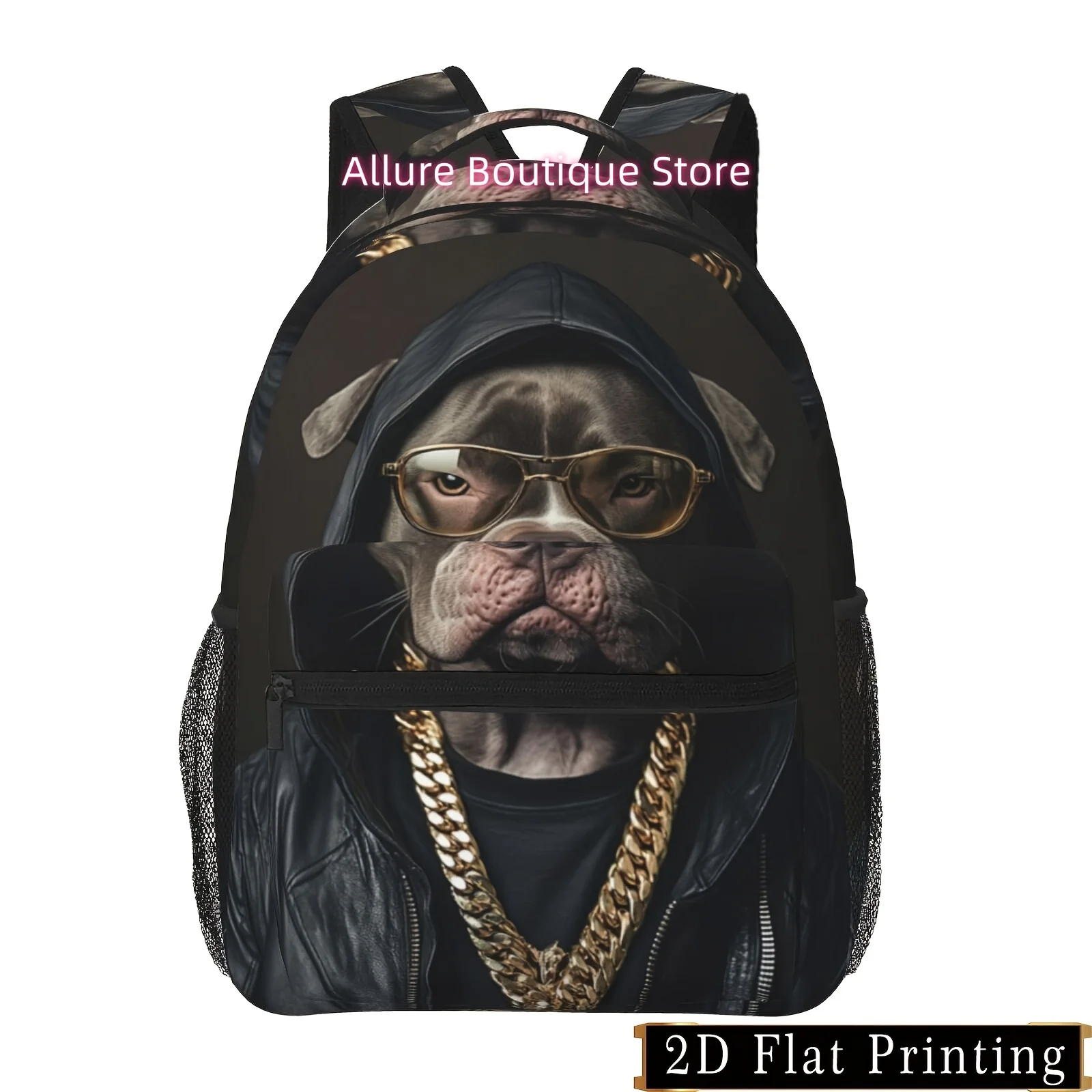 Rock Dog Pattern Full Color Printing School Boys' Back to School Backpack, Shoulder Strap Back and Waist Protection Design Backp