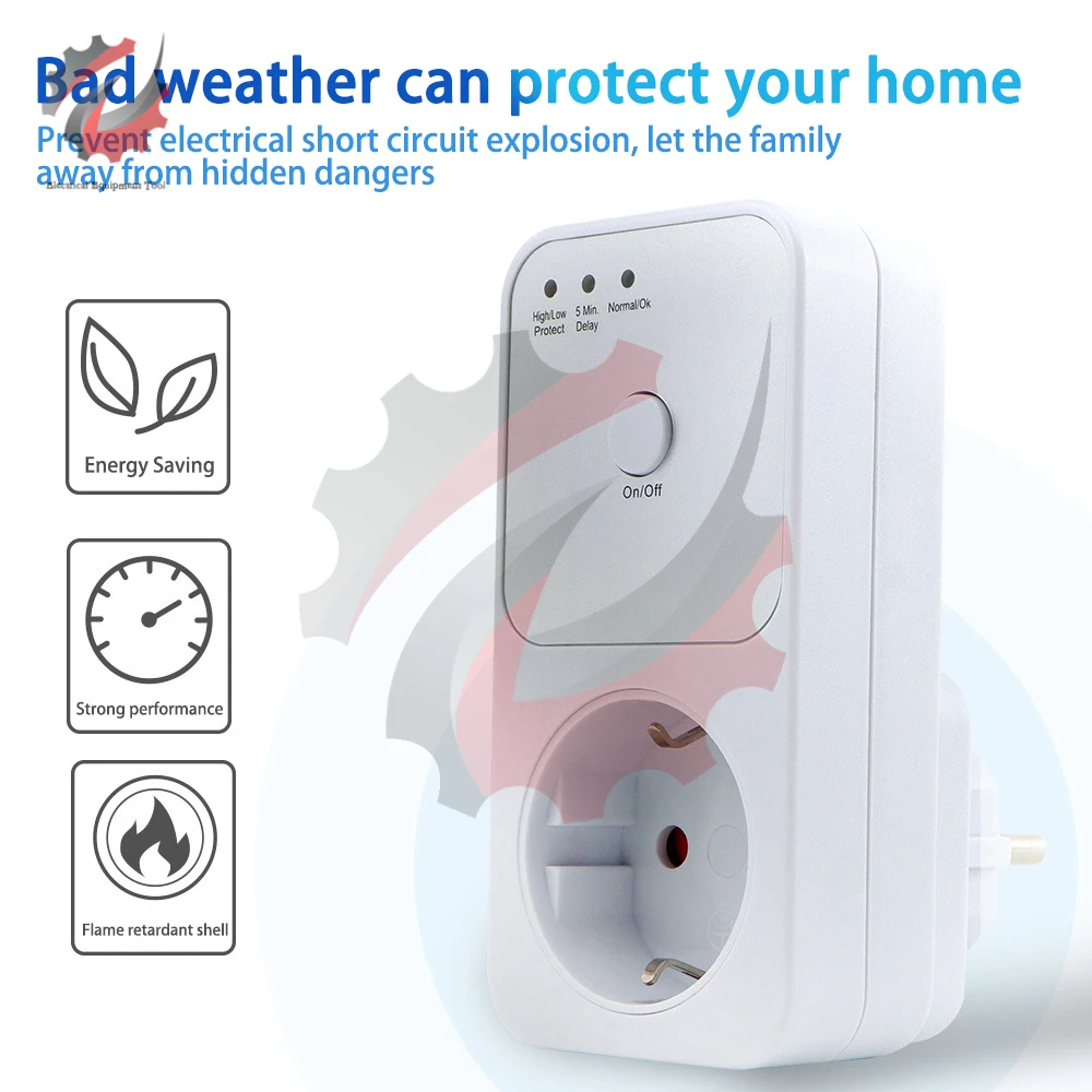 Automatic Voltage Protector Socket Switcher AC 220V Power Surge Safe Protector EU Plug Socket Voltage Safe Refrigerator Protect