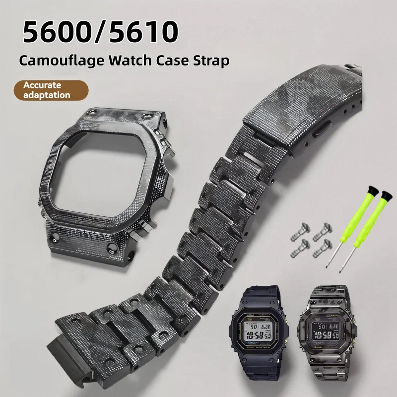 

Камуфляжный корпус и ремешок для часов DW5600, GW-B5600, GWM5610, GMW-B5000, GM-5600 из нержавеющей стали