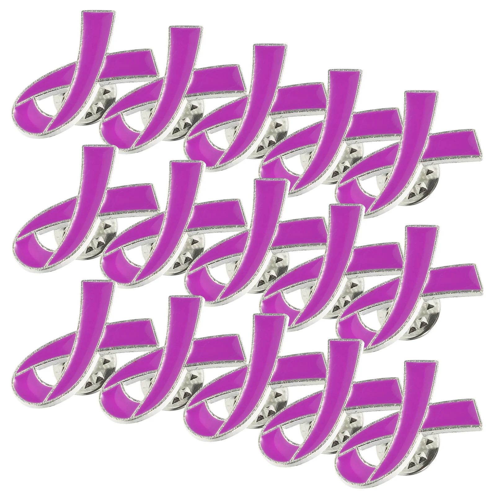 

30Pcs Purple Awareness Ribbon Brooch Pin Zinc Alloy Brooch Badge for Special Public Events Decorations