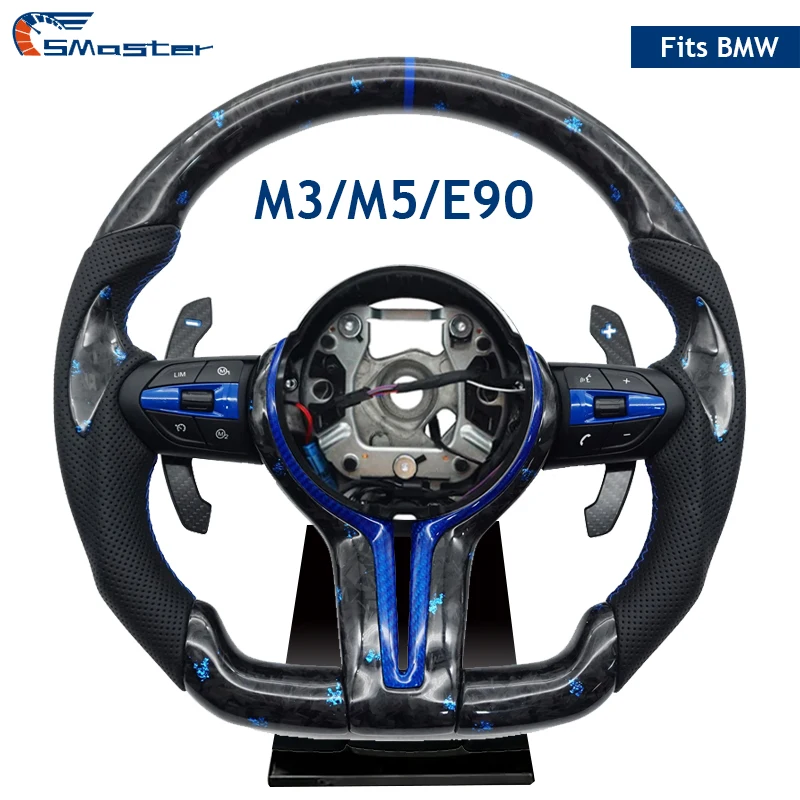 

Руль спортивный M Sport с плоским дном, синий, из кованого карбона, для BMW F30 F01 F02 F10 F11 F12 F33 F36 F80 F82 F90 E70 E71 E90