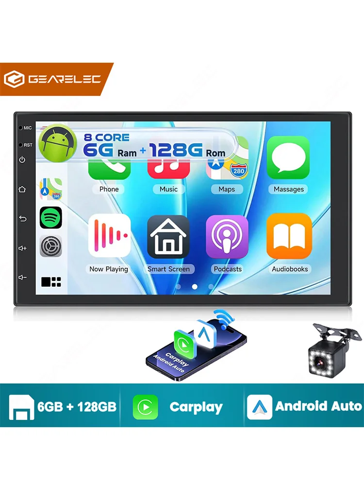 Android 13 Autoradio 2 Din Carplay Android Auto Multimedia Video Player Universele 7 Inch Autoradio Wifi GPS Navi Autoradio - afbeelding 2