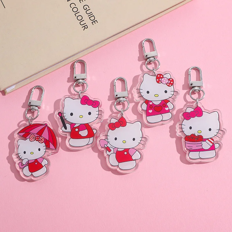 MINISO Sanrio Keychain Toys Figure Gift Toys Acrylic Hello Kitty Girls Accessories Pendants Backpacks Decorative Ornaments