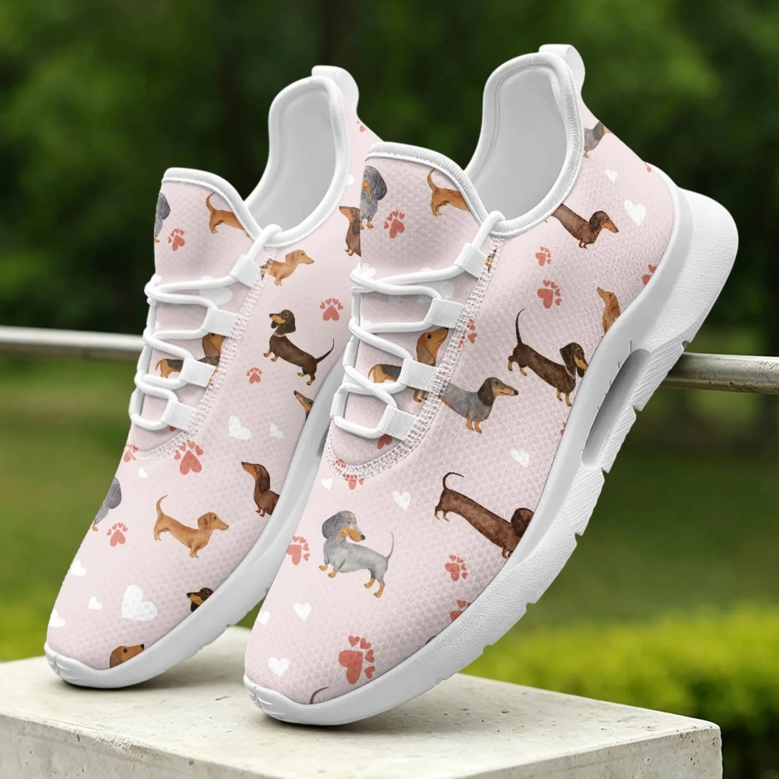XIXIRIMIDO Lace-up Casual Shoes Mens Sneakers Comfortable Mesh Breathable Walking Shoes Women's Lightweight Sneaker Dachshund