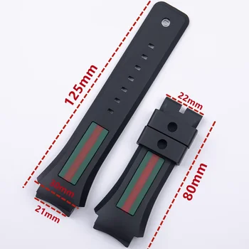 29x21mm pro Gucci YA137/YA137107A gumový řemínek na hodinky s vyhrazeným vyčnívajícím portem, vodotěsný mužský černý náramek 6 nejlepší prodej Části hodinek Gucci - №3