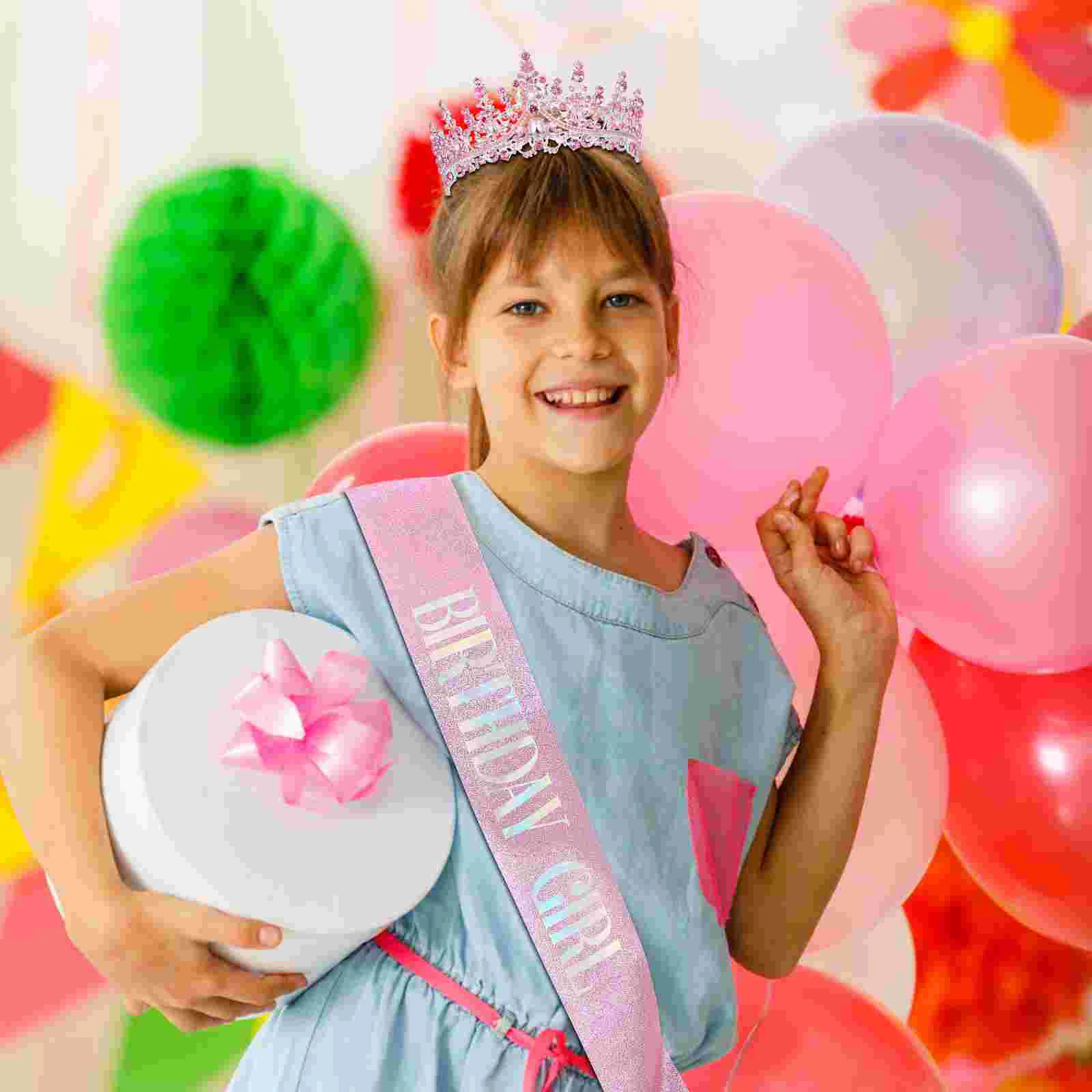 Cinturón corona de cristal cumpleaños para niñas faja y novia rosa diamantes de imitación Miss Ornaments