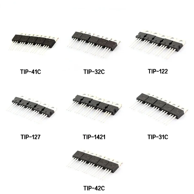 35PCS Transistor Kit TIP31C TIP32C TIP41C TIP42C TIP122 TIP127 TIP142 TO220 NPN Mosfet assortment Electronic Components set
