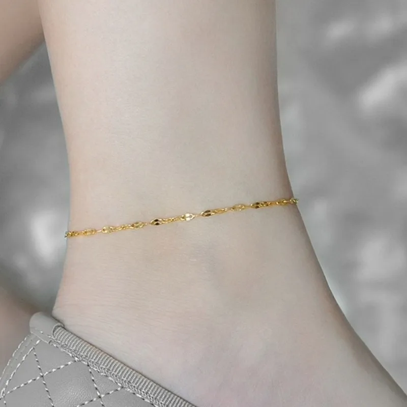 Stainless Anklets Women Metal Gold Color Charm Anklets Beach Barefoot Sandal Foot Jewelry Waterproof Accessories Femme Gifts