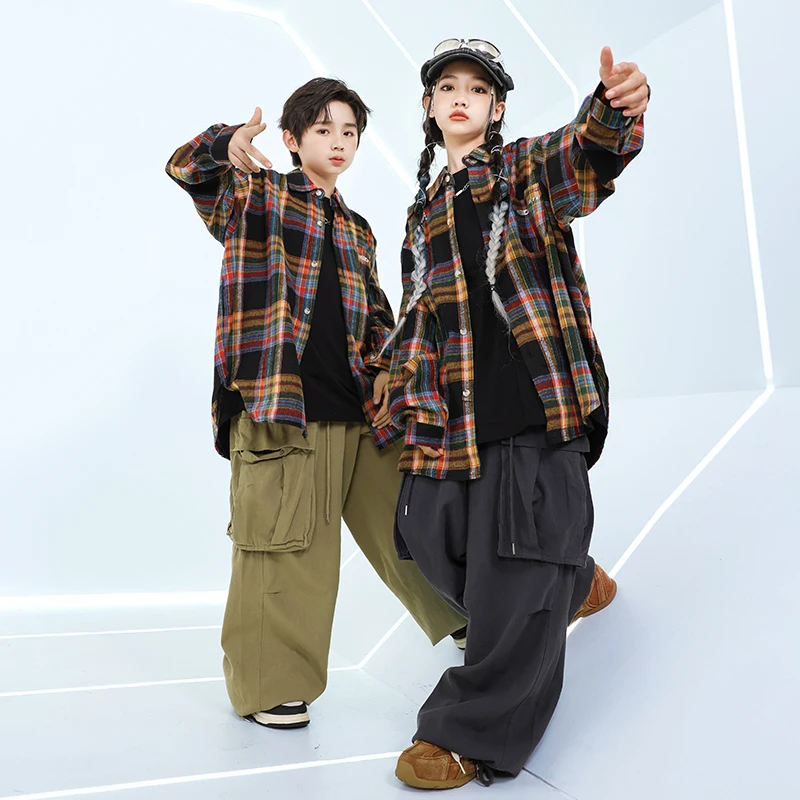 Hip Hop Kostüme Jungen Cool Shirt Weste Cago Hosen Kleidung Sets Mädchen Street Dance Jogger Kinder Jazz Kostüme Kinder Streetwear