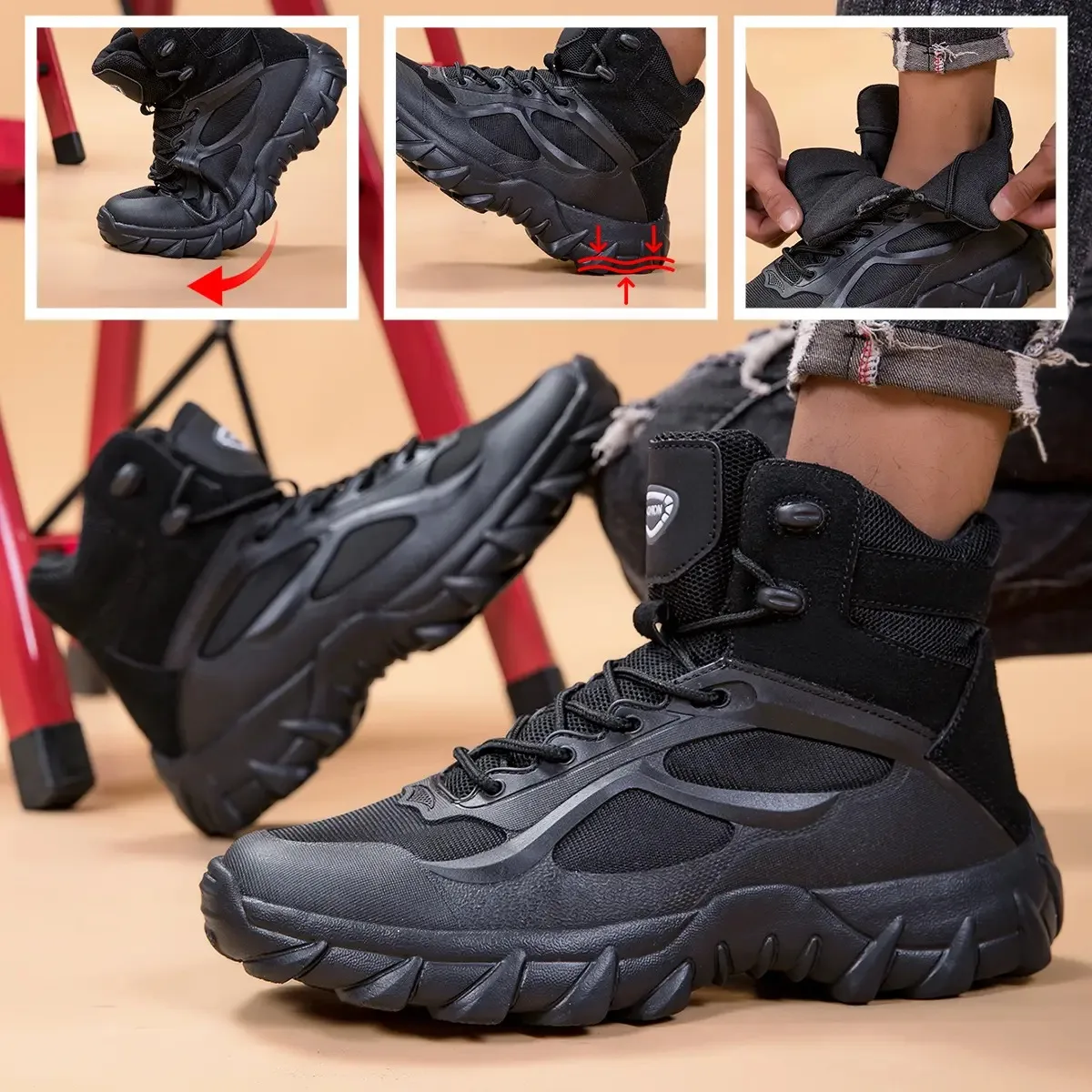 

Мужская обувь, тактические ботинки, полевые мужские ботинки, легкие уличные нескользящие походные туфли, мужские мотоциклетные ботинки Zapatillas, мужские кроссовки