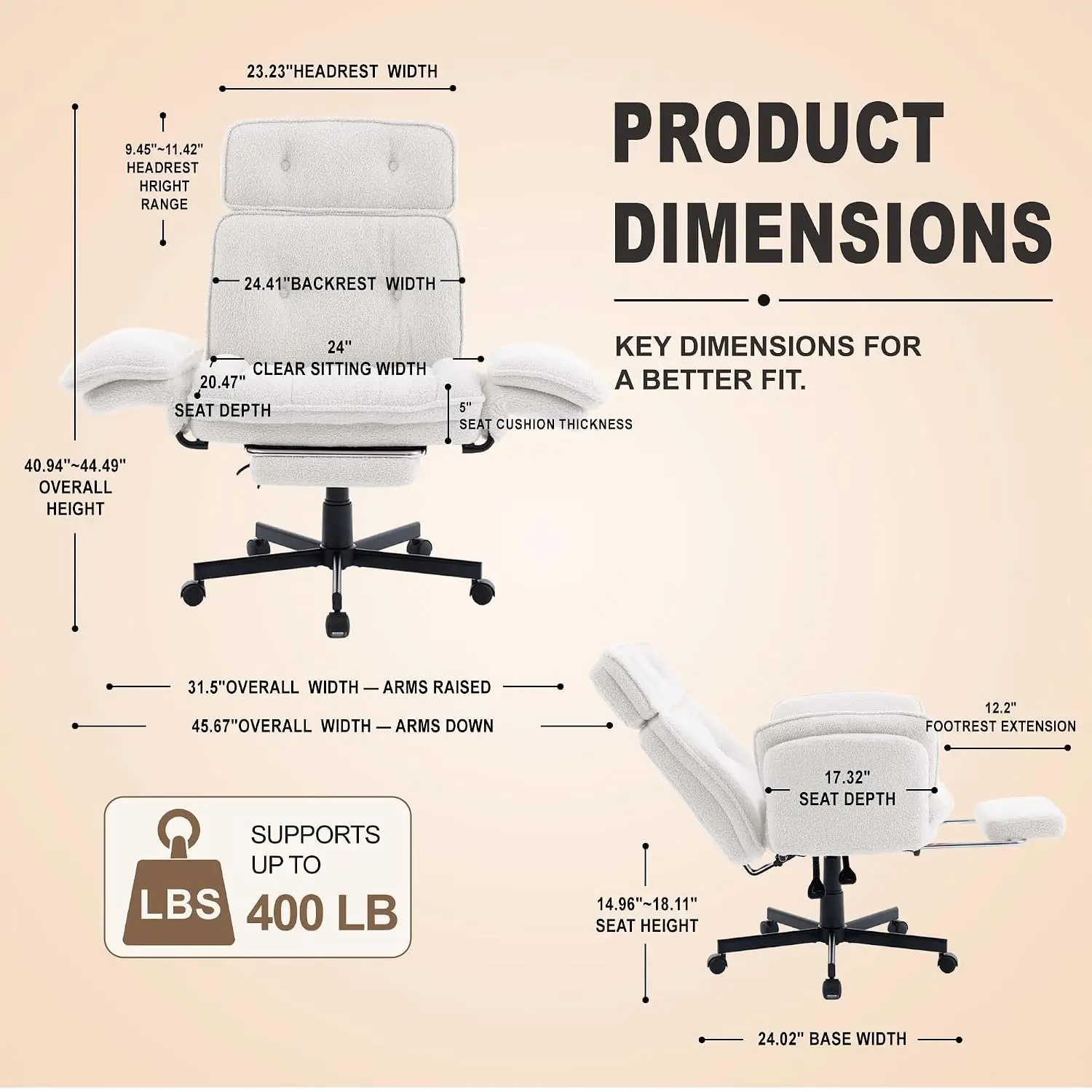 Criss Cross Office Chair With Wheels Flip-Up Arms Headrest White, Customized