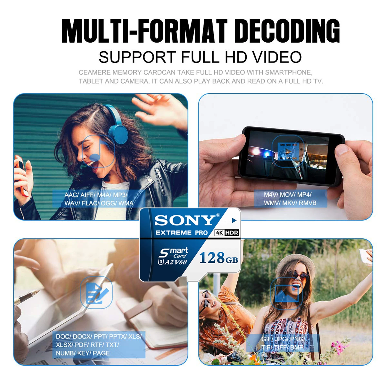 بطاقة ذاكرة سوني اكستريم V60 SD عالية السرعة مايكرو TF بطاقة SD 128 جيجابايت 256 جيجابايت 512 جيجابايت 1 تيرا بايت 64 جيجابايت Ultra TF بطاقة صغيرة لكاميرا الهاتف