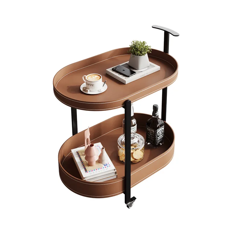 Oval trolley coffee table, movable creative rack, Italian style