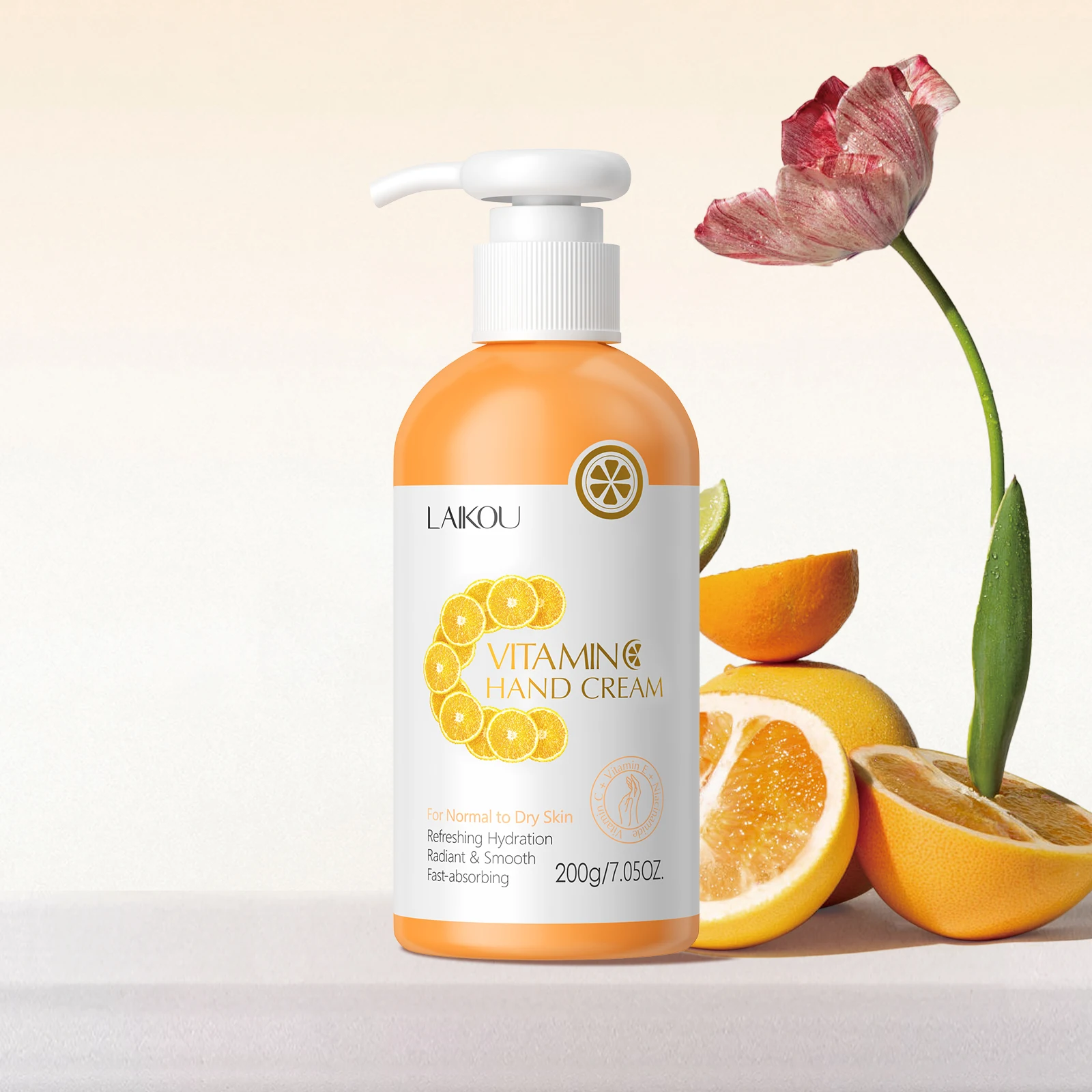 LAIKOU Vitamin C Hand Cream 200g Long-Lasting Moisturizing Smooth Non-Greasy Nourishing Hand Lotion