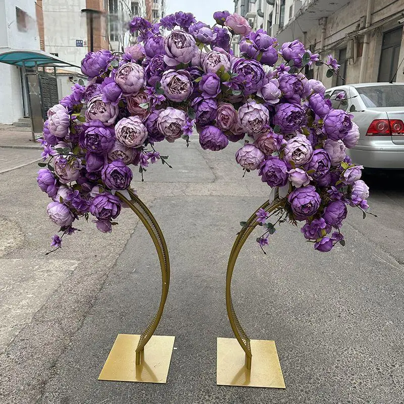 4/8 Stück Blumenständer Tischdekoration 80cm hoch Hochzeits-Blumenständer aus hohlem Metallgeflecht in Fächerform in Gold – Detail 8