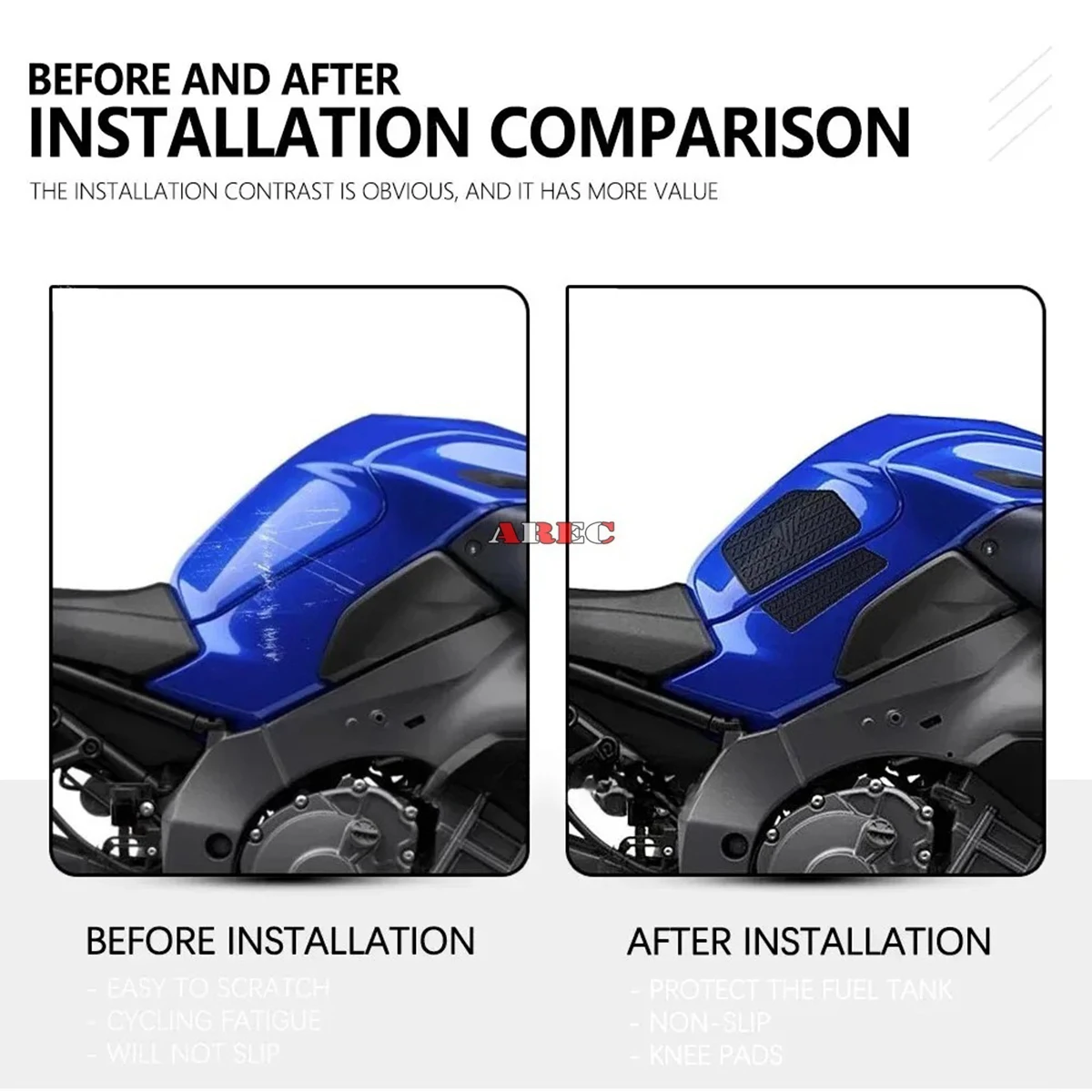 For YAMAHA MT10 mt10 2022 2023 2024 2025 MT-10 New Motorcycle Non-slip Side Fuel Tank Stickers Waterproof Pad Rubber Sticker view 2