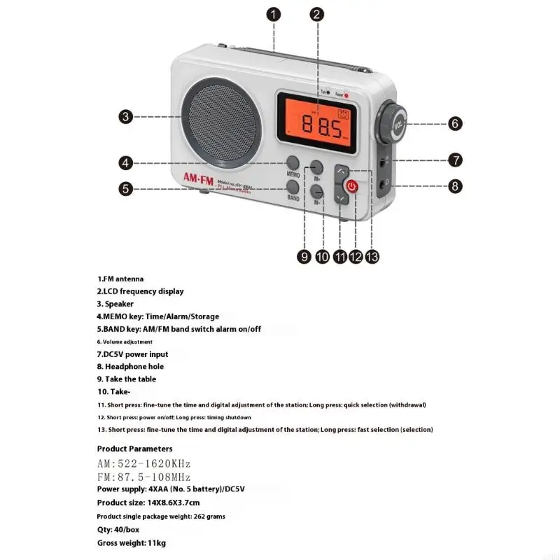 Многофункциональное радио с цифровыми часами двойной мощности для кемпинга дома