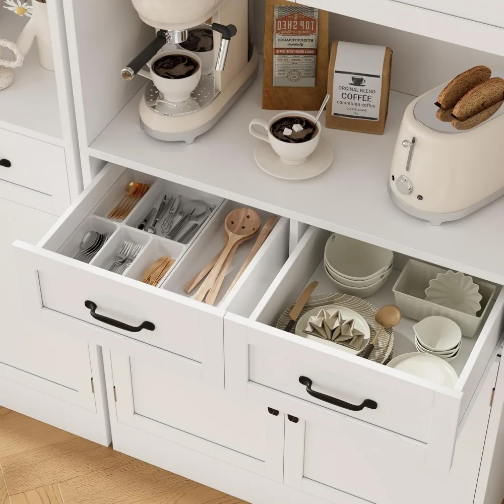 خزانة مخزن المطبخ الحديثة مع حامل الميكروويف، وخزانة جانبية للتخزين الطويل للميكروويف وأدوات المطبخ