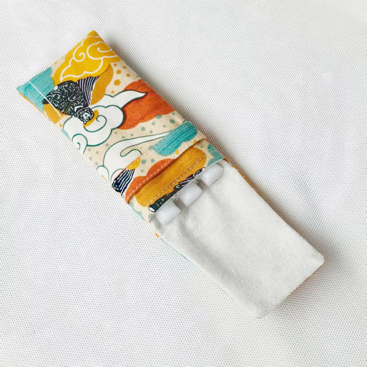 Original Fabric DIY 3-Hole Pen Bag Portable Pen Bag Pen Cover Protection Bag Stationery Storage Bag 15X10CM