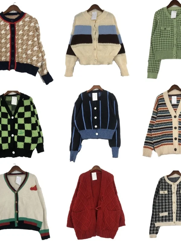 

Винтажный маленький вязаный шерстяной кардиган, пальто, универсальный зимний свитер в стиле ретро, влажный ng Long Sve V Ne на пуговицах