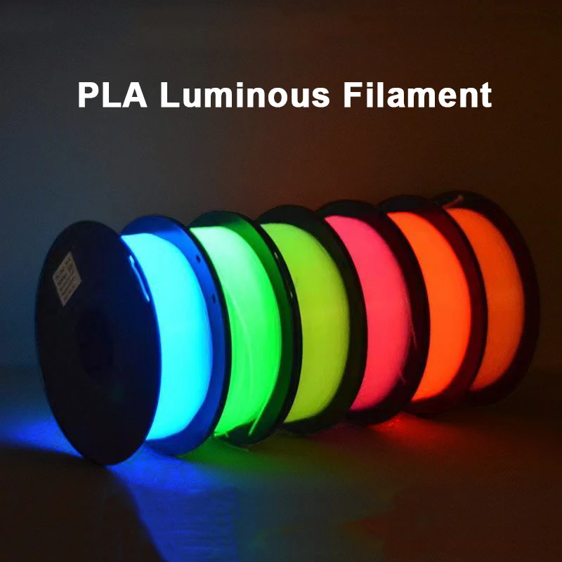 250g PLA Luminous Red Filament Rainbow Noctilucent Pink, Luminous Blue For PLA 3D Printing Filament Wire Vacuum Packaging 1.75mm