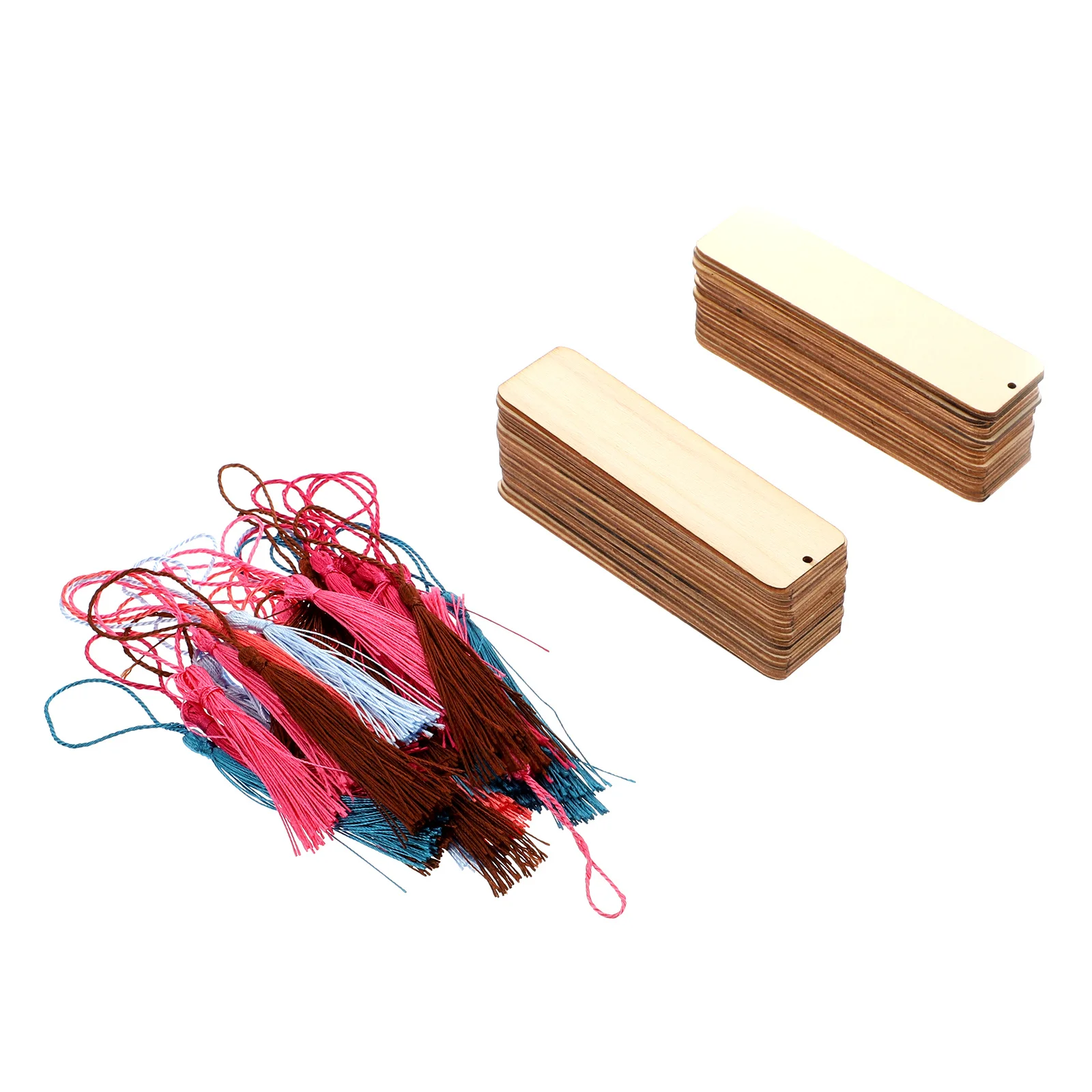 1Set Wooden DIY Bookmark Blank Premium Material Easy Paint Graffiti Page Marker Tassels Handmade Reading Gift Wooden Bookmark