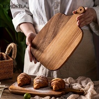 KEMORELA Food-Safe Wooden Cutting Board with Handle for Fish Cheese Bread Desserts Fruits & Vegetables - Durable Stylish Design